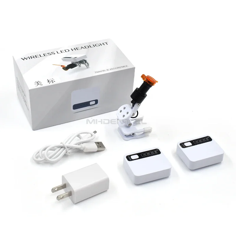 Wireless Dentalss Clip-on Headlight 5W Adjustable Headlamp LED Headlight With 2 Batteries For Surgical Magnifier Loupe