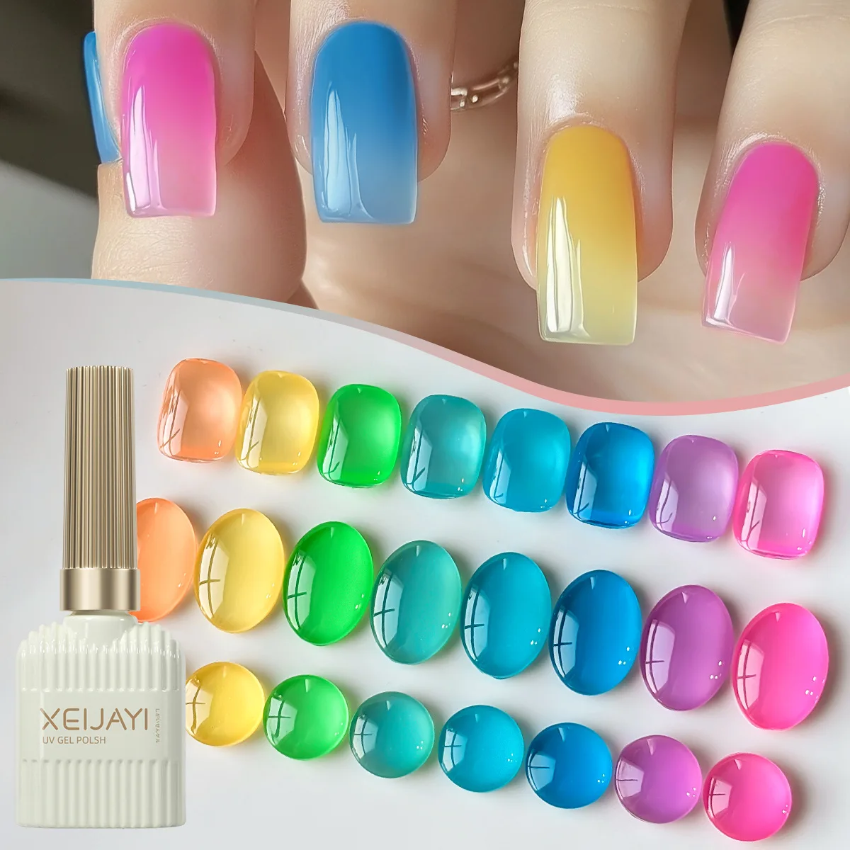 

8 Colors Ice Sheer Macaron Colors Nail Gel Set Whitening Jelly Glitter UV/LED Semi Permanent Gel Varnishes For Manicure Salon