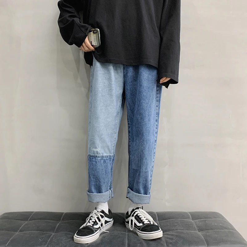 

Jeans for Men Baggy Pants Loose Fit Retro Harem Pants Vintage Clothes Men Large Size Straight Male Denim Trousers Oversized B65