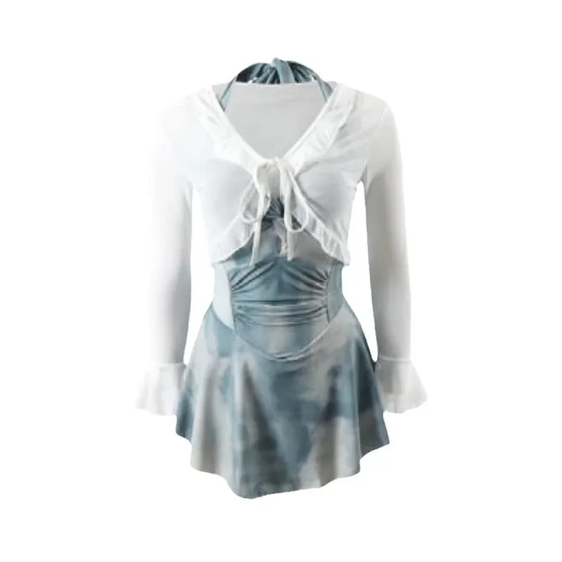 New  Swimsuit for Women Conservative and Pure Hot Girl Style Neck Skirt Style Belly-covering and Slimming One-piece Swimsuit