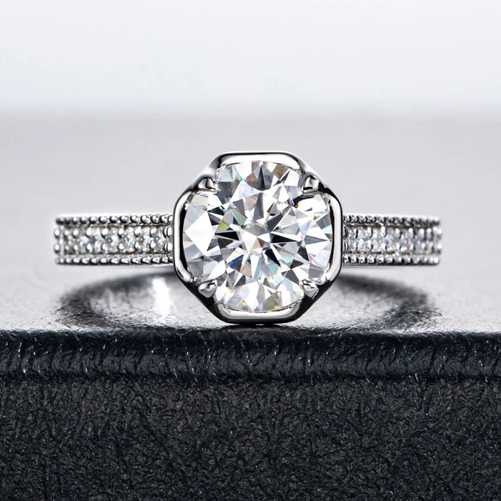 

Exquisite Sparkling 8mm Moissanites Women's Ring -925 Sterling Silver Wedding Band & Engagement Ring Anniversary Jewelry Gift