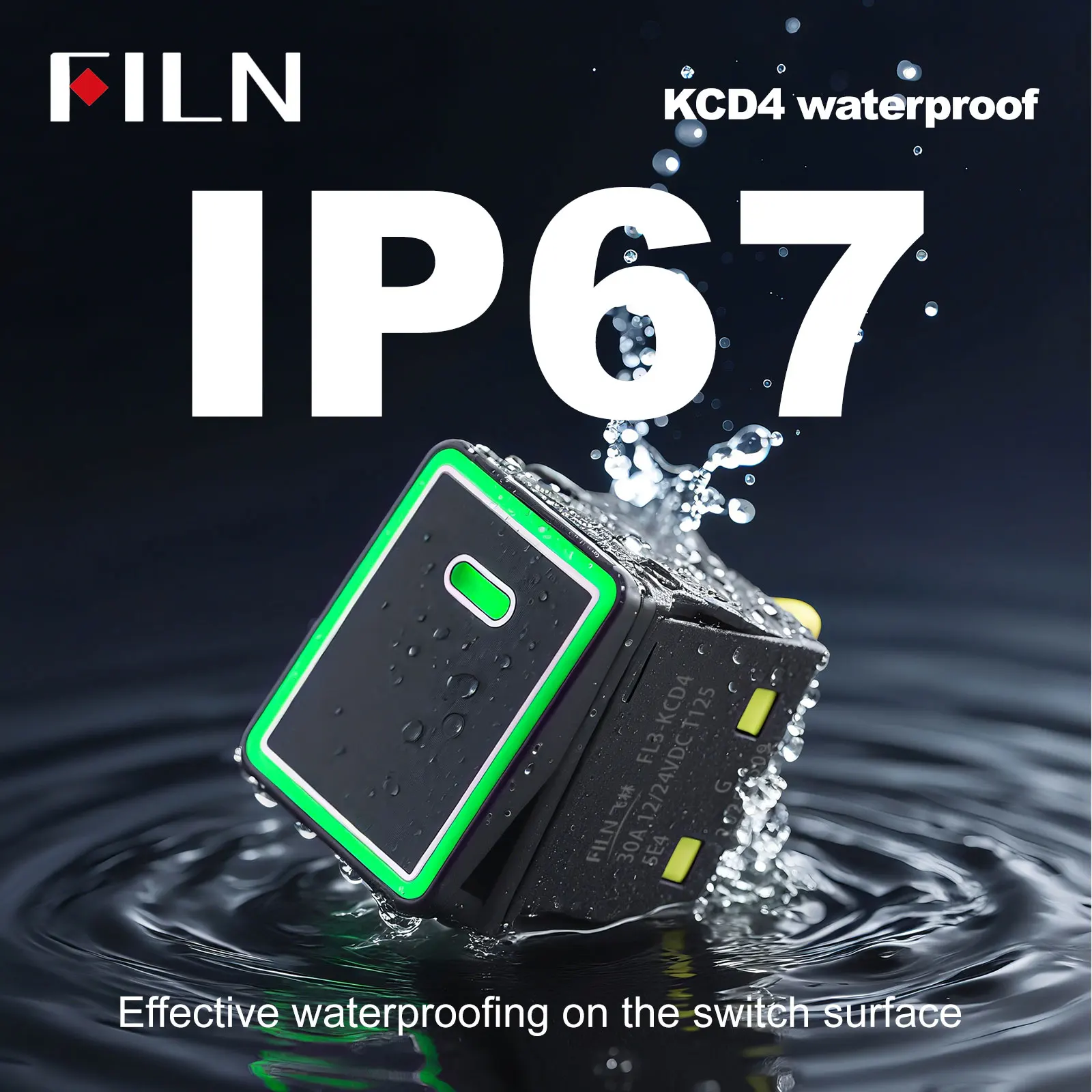 

FILN 30A/250V 12V 24V 110V 220V Heavy Duty DPST IP67 4 Pin Sealed Waterproof T85 Auto Boat Marine Toggle Rocker Switch with LED