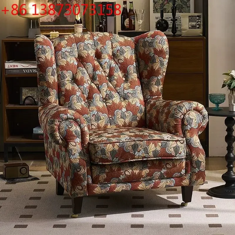 American classic cigar chair living room single sofa European hotel reception light luxury retro fabric high back tiger chair