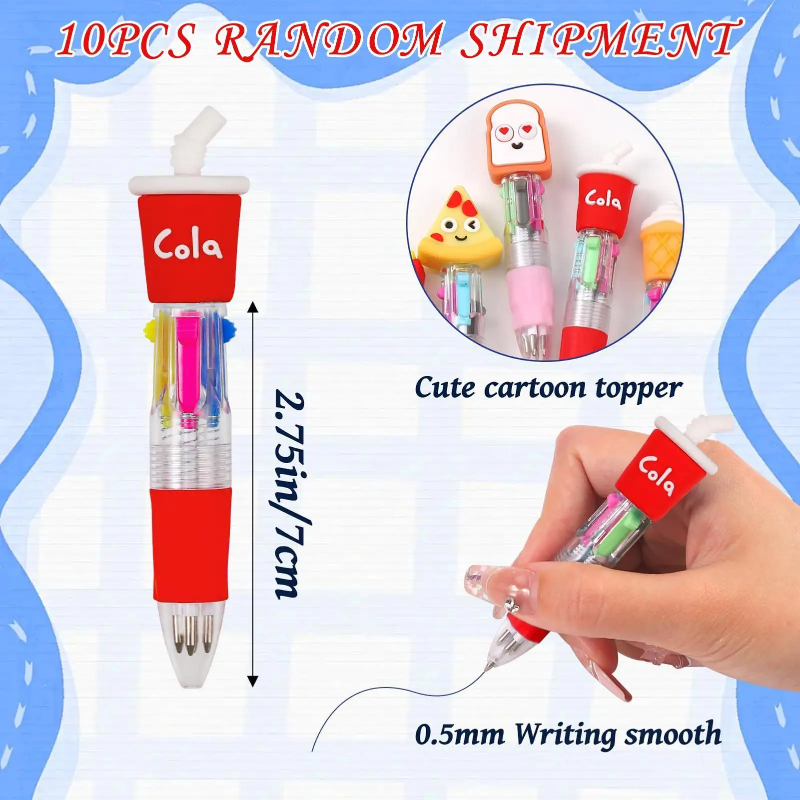 학생 젤 잉크 펜 쓰기용 4색 개폐식 젤 펜 10개 얼룩 방지 인체공학적 그립 부드러운 귀여운 문구