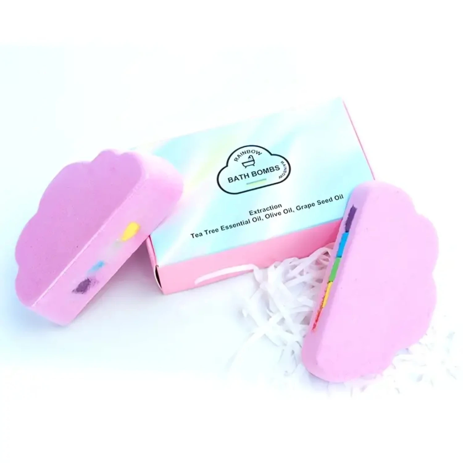 ระเบิดอาบน้ําให้ความชุ่มชื้นรูปสายรุ้งสีสันสดใส, สปา Fizzies 120 กรัมพร้อมเกลือทะเลและน้ํามันหอมระเหย - ลูกบอลอาบน้ําสุดหรูสําหรับ D