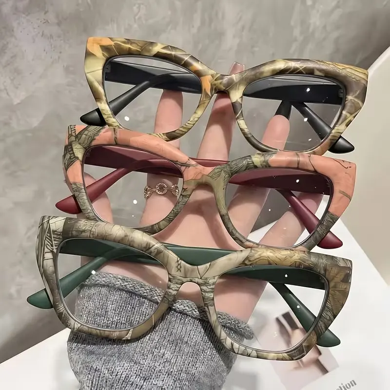 3-Pack of New Stylish Cat-Eye Color-Blocked High-Quality Women's Trendy Elegant Luxury Reading Glasses, High-End Youthful Artistic Ultra-Light Anti-Blue Light Reading Glasses, Computer/Tv/Mobile Phone Reading Glasses, Fashionable and Comfortable for Daily Wear