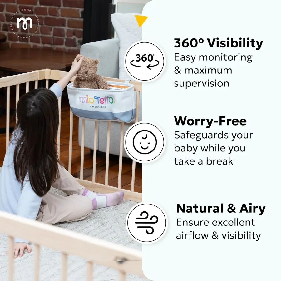 روضة أطفال خشبية - روضة أطفال خشبية مقاس 50 × 50 مع ألعاب مونتيسوري لتحفيز وتنمية حسية - بوابة أطفال خشبية لـ Pla #6