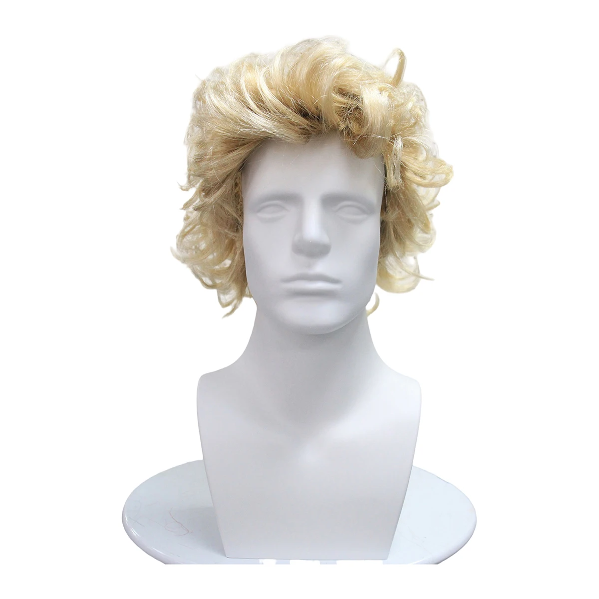 Blonde Curly Mullet Wig – Voluminous Synthetic Hair, 80s Rock Style with Shaggy Back for Cosplay, Punk & Costume Looks
