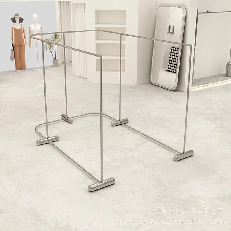 Stainless steel brushed U-shaped semi-circular arc island rack display rack