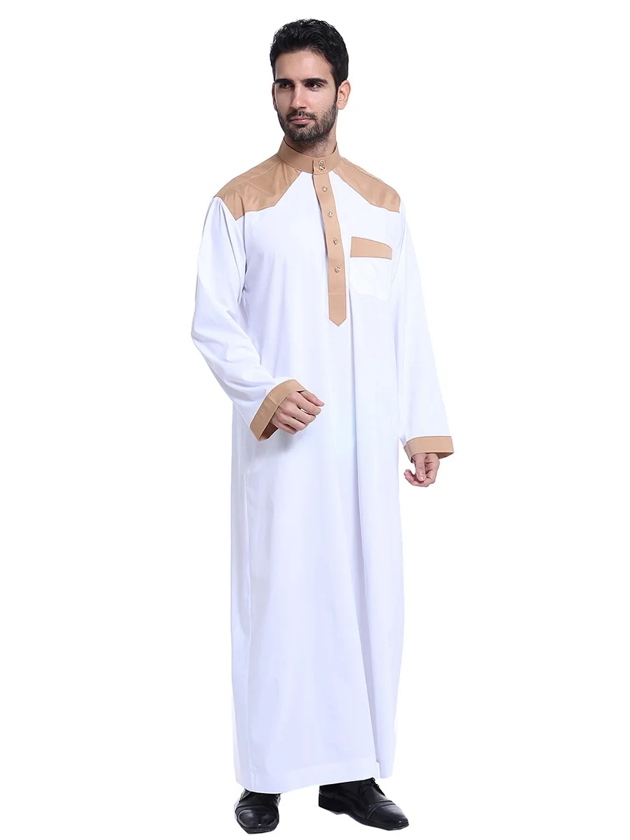 Muslim Men Thobe Jubba Eid Ramadan Traditional Dishdasha Thoub Islam Abaya Dress Long Robe Thawb Dubai Saudi Clothes Middle East