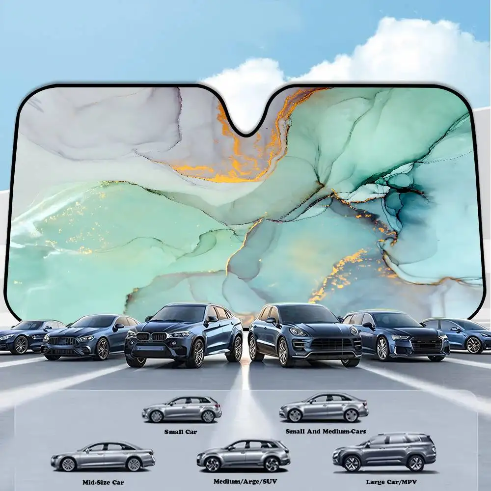Marble Fluid Pattern Windshield Sun Shade For Car SUV Truck Front Window Sun Shade Accessory Visor Protector Shield Cover