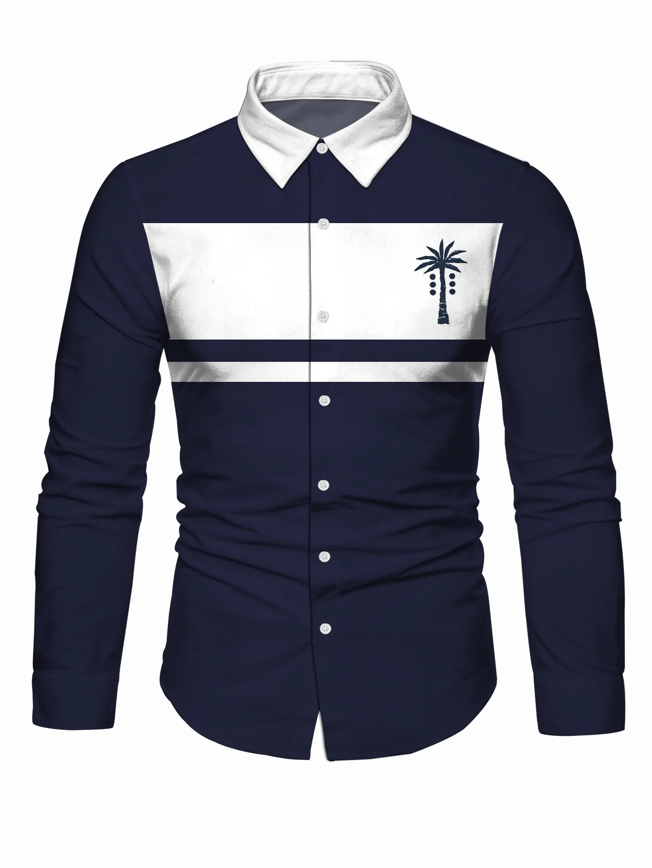 Men's Vibrant Flamingo Print Long-Sleeve Shirt - European & American Standard Size, Classic Collar Button-Up, Non-Stretch Fabri