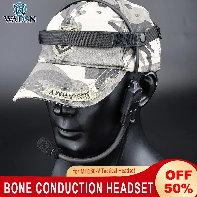 

Airsoft Tactical MH180-V Headphones Bone Conduction Signal Headset With Microphone Hunting Earphone Accessories 7.0 plug KenPTT