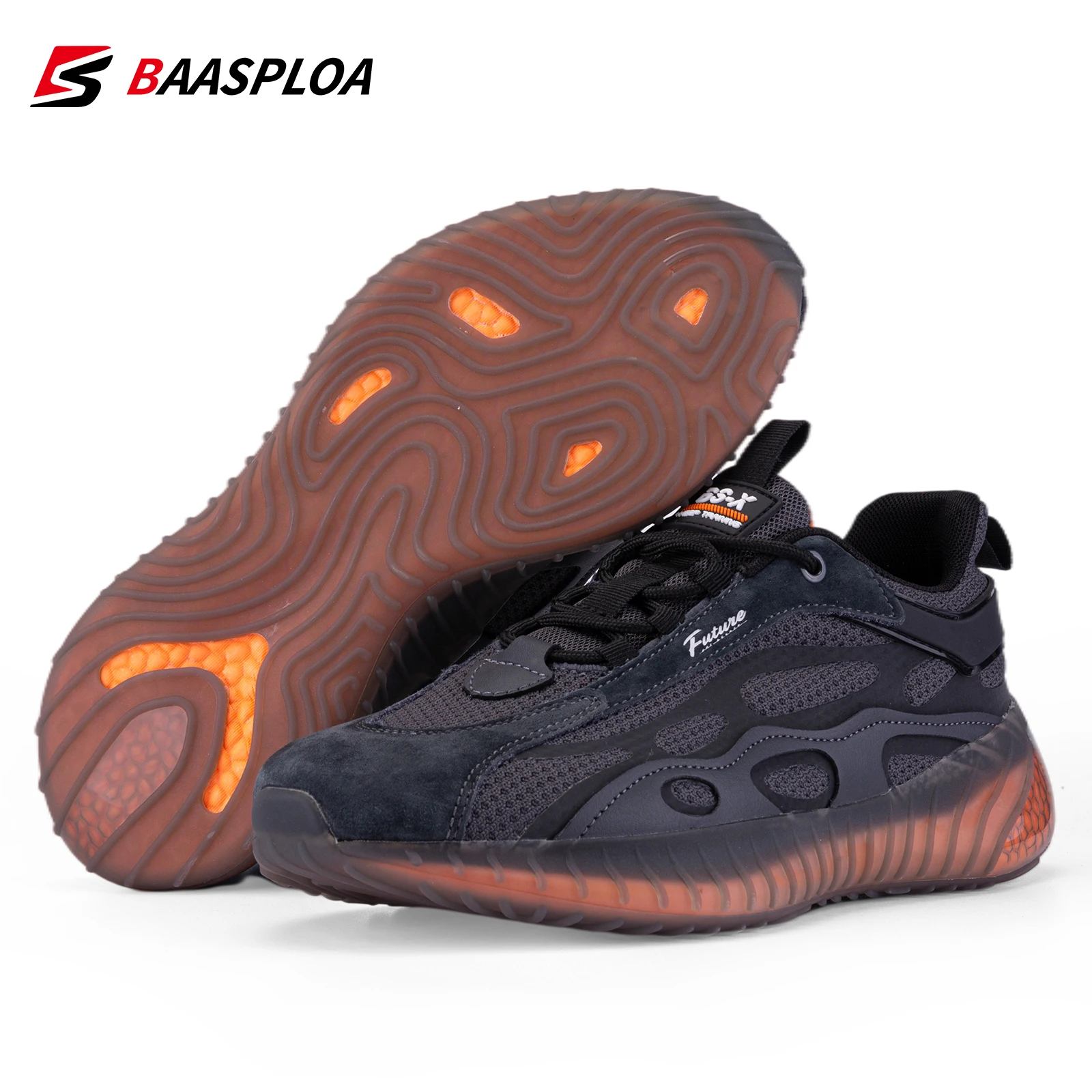 Baasploa moda casual sapatos de caminhada para homem 2023 designer malha leve tênis rendas masculino sapato esportivo ao ar livre