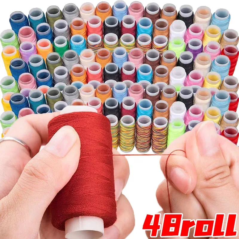 11/48roll Colourful Sewing Thread Set Cotton Jeans Button Sewing Thread Roll for DIY Crafts Home Embroidery Sewing Machine Tool