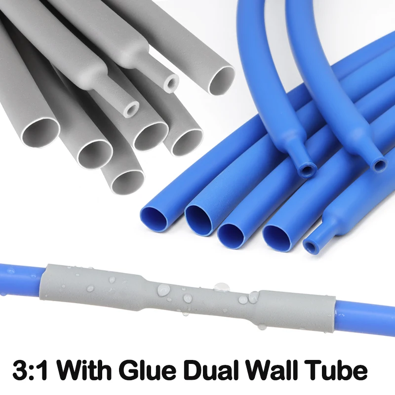 Grau/Blau 3:1 Schrumpfschlauch mit Klebstoff 1,6mm ~ 50mm Doppelwandiger Klebstoffbeschichteter Polyolefin-Isolierungs-Schutzschlauch für Kabelummantelung