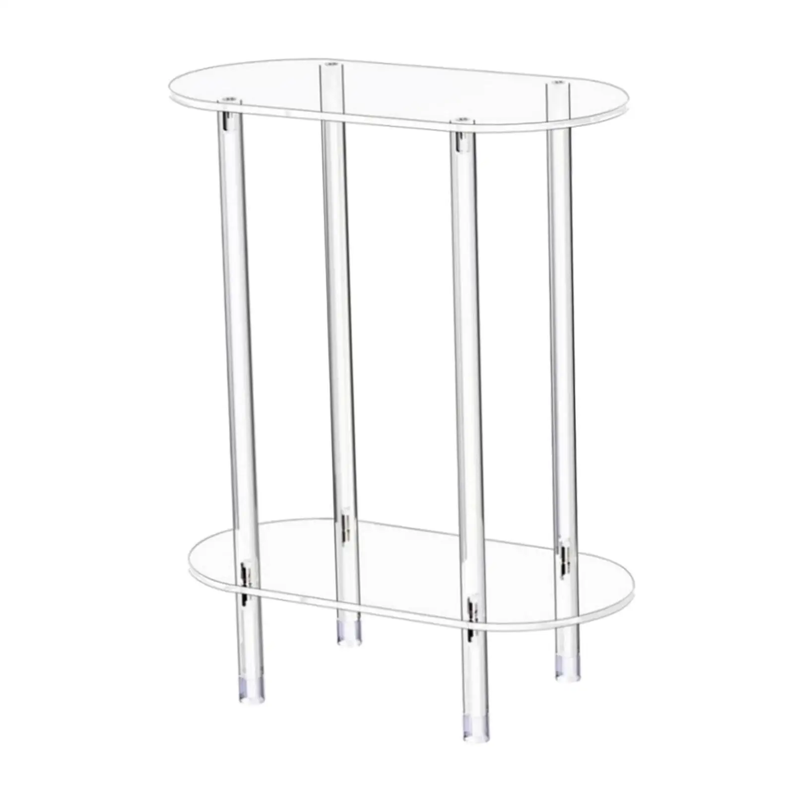 Clear Acrylic Side Table 2 Tiers Decorative Furniture Small Bedside Table for Bedroom Apartment Bathroom Farmhouse Living Room