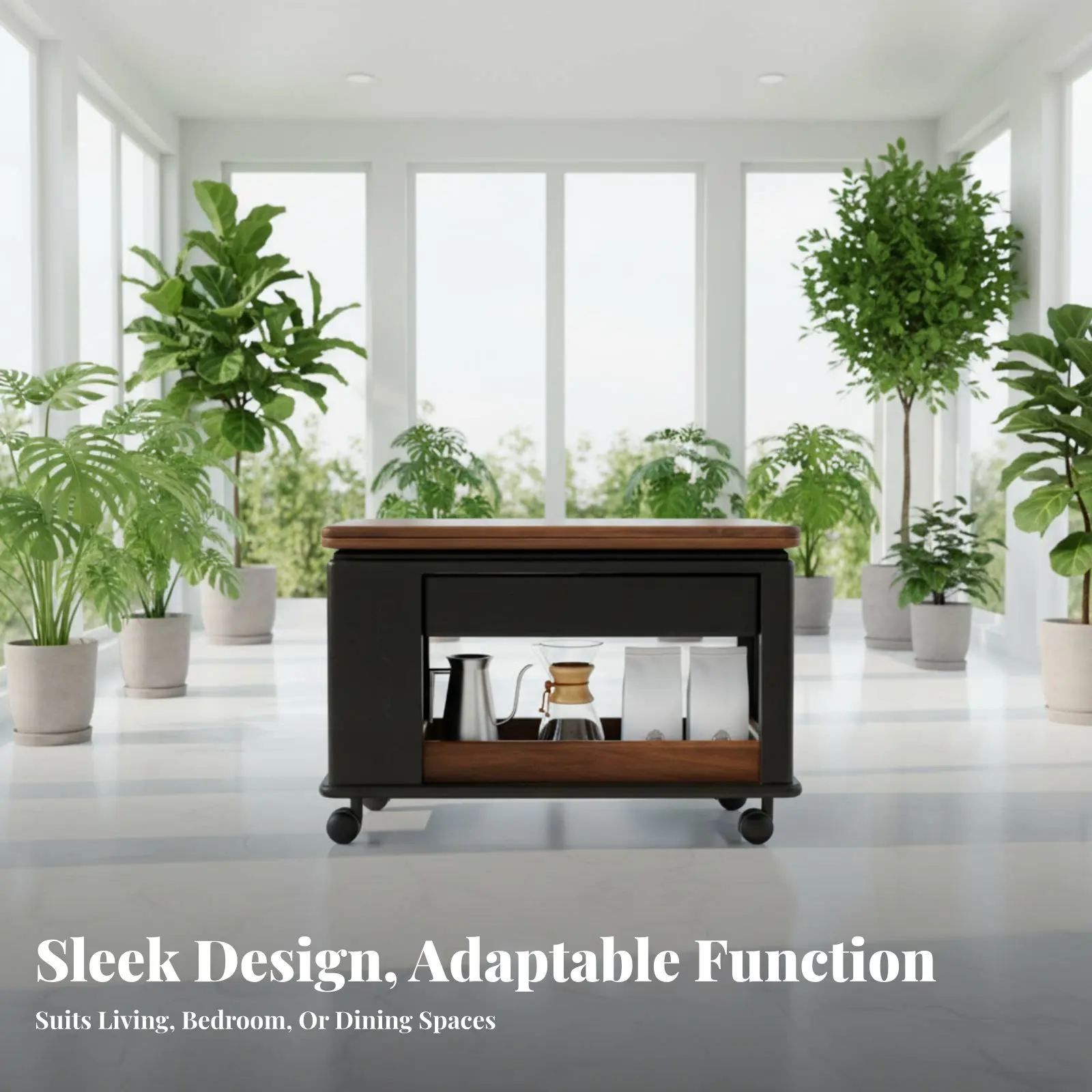 

2-Tier Rolling Tea Trolley Space-Saving 2-Tier Rolling Cart Multi-Functional Modern Design for Apartment Dwellers