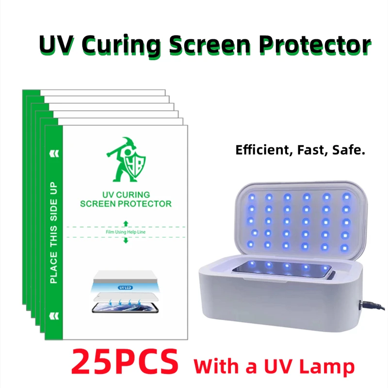 UV Lamp For Screen Protector + 25pcs HD UV Curing Film for Cutting Machine Plottter Flexible UV-Optics Vacuum Pumping UV Lamp