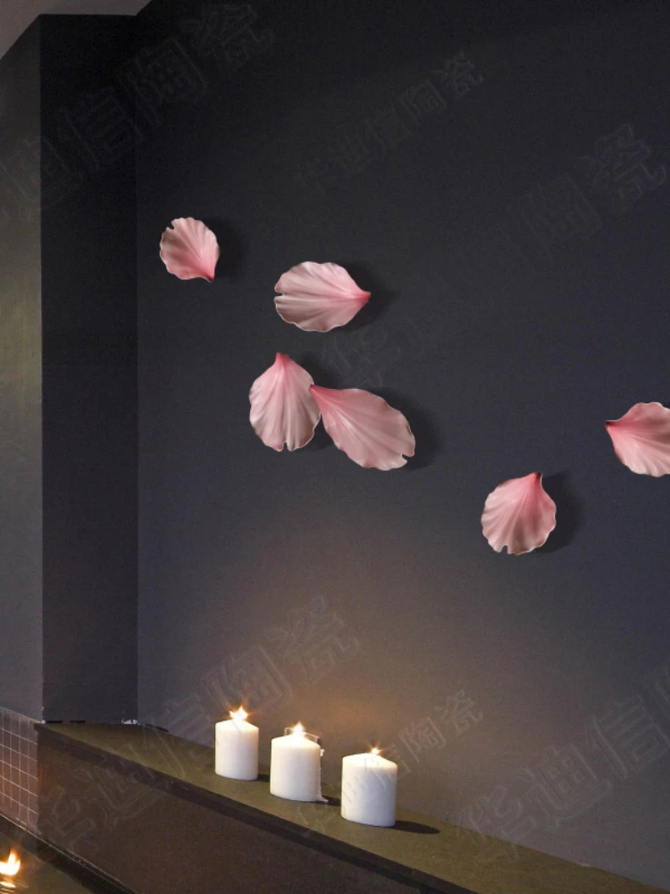 Trendy Style Soft Clothes Zen Ceramic Flower Wall Pendant Beauty Nail Salon Bedroom Wall Decoration High-Grade Decoration