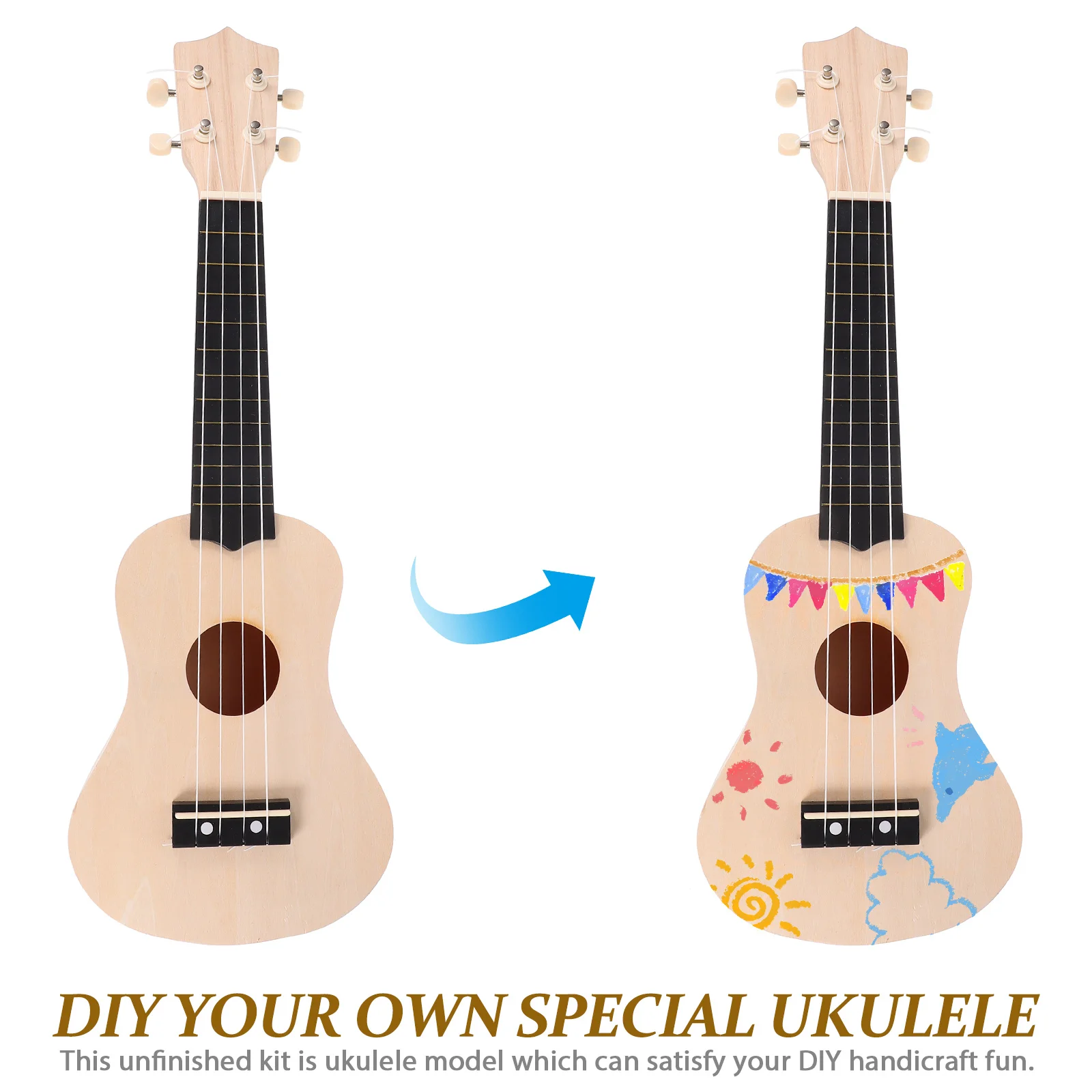 Hand-assembled Ukulele Material Kit Self-assemble Guitar Self-painting DIY Music Handmade High Grade Materials Wooden Wearable