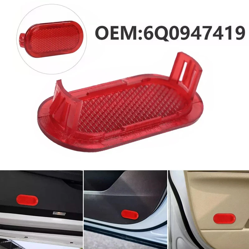 2PCS Car Door Red Panel Warning Light Reflector 6Q0947419 for VW Beetle Caddy Polo Car Light Plastic Iight Interior Accessories