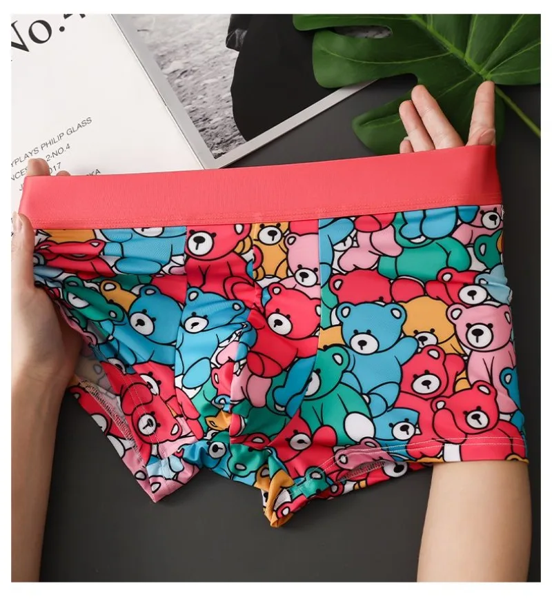 Men's underwear Ice silk boxers Men's underwear ice cool ultra-thin breathable shorts personality print trend boxer shorts new