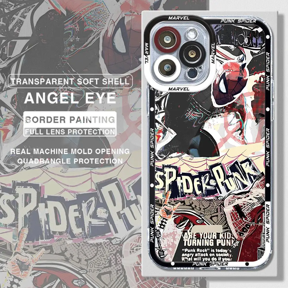 Marvel Spider Man Punk  Phone Case for Apple iPhone 13 12 Mini 8 Plus XS X 7 14 Pro Max 11 Pro SE 15 Pro XR Cover