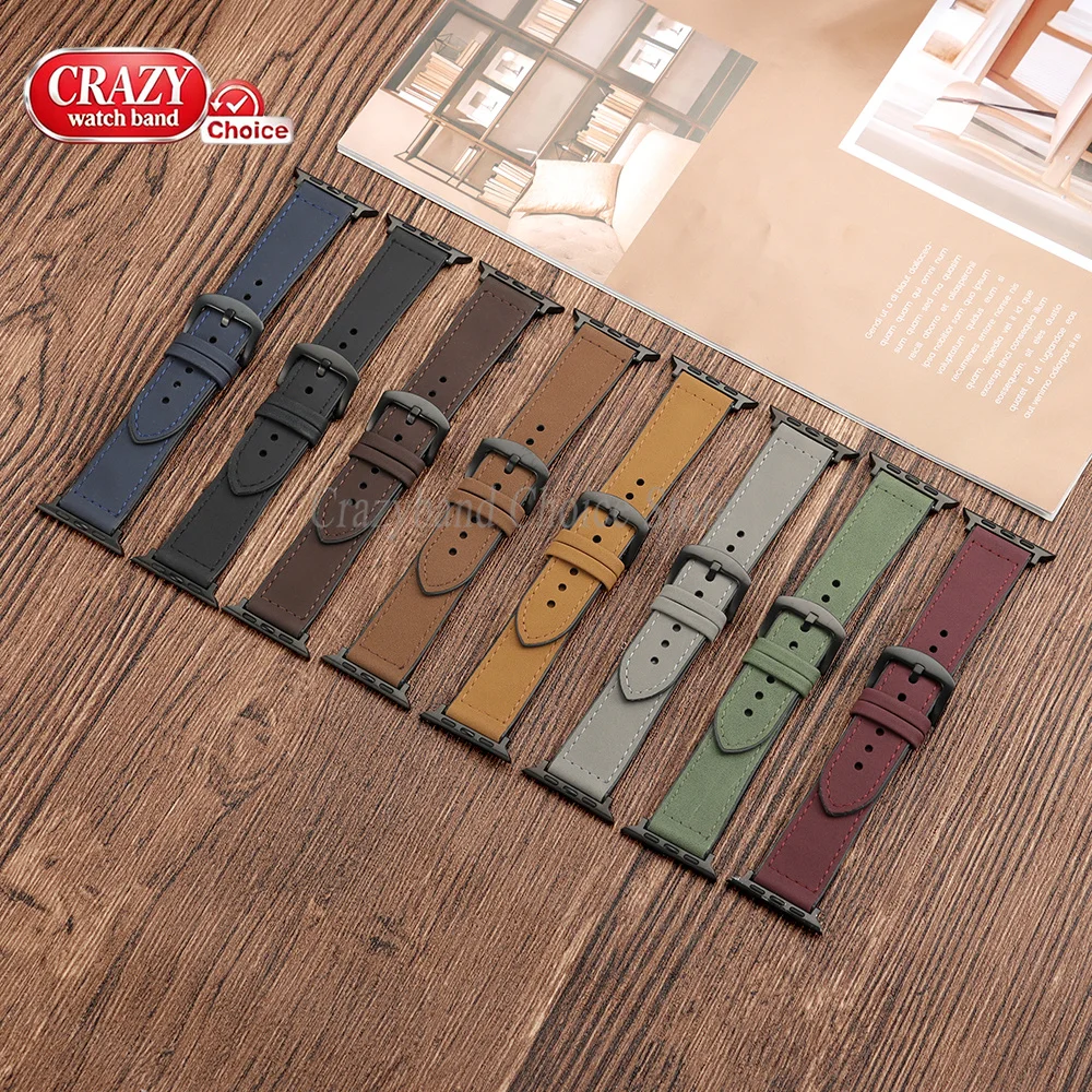 Leather Silicone for Apple Watch Band 44mm40mm49mm41mm46mm42mm 45mm 38mm Brown Wristband for Iwatch Series11 10 SE 6/7/8/9 Strap