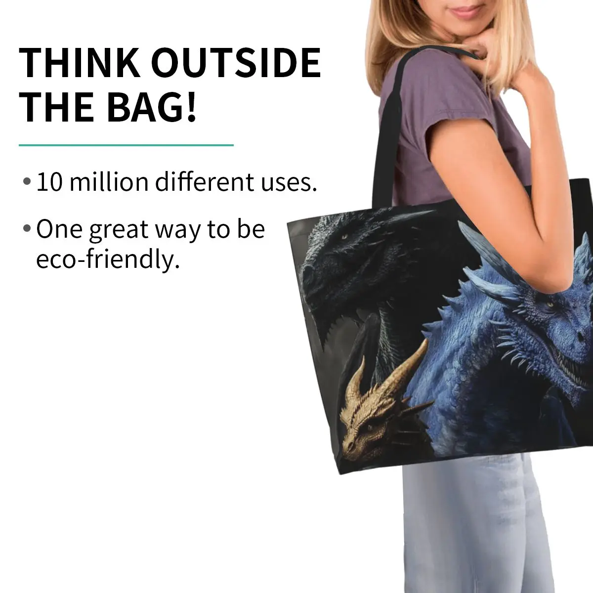 Fourth Wing Dragon Shopping Tote Bag Canvas Large Capacity Shoulder Bags Shopper Grocery Handbag for Women