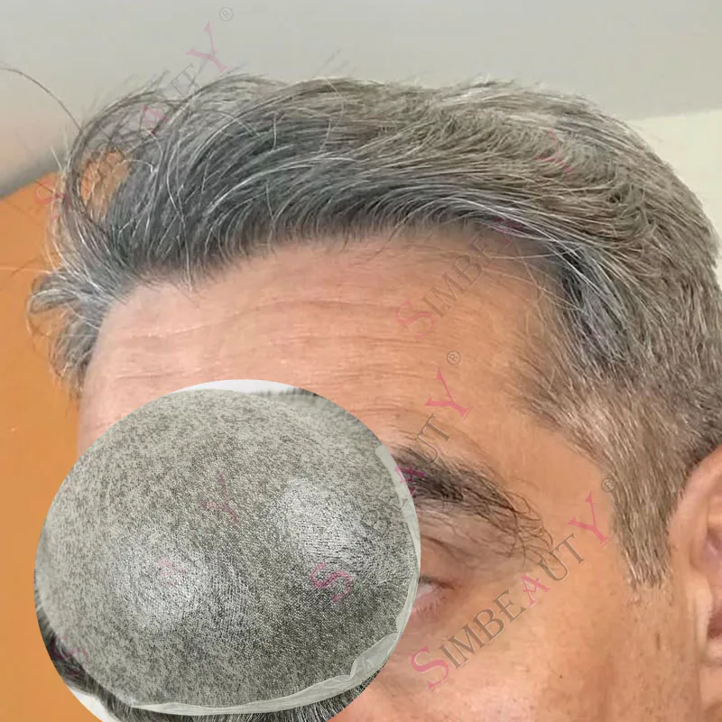 

Невидимые VlooP 80% натуральная линия волос 0,02 мм, самая тонкая кожа, человеческие волосы, коричневый, серый, черный 1B30 1B80, мужская система протезов парика для парика