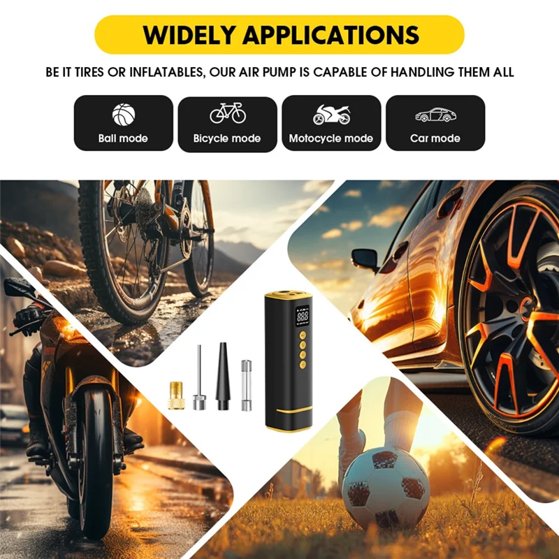 

NEW-Portable Mini Air Compressor Wired Inflator With Extended Power Cord For Car Tire Motorcycle Bicycle Air Pump