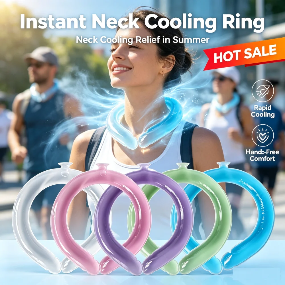 Hands Free Neck Cooling Ring 150g Reusable Cold Collar Physical Cooling for Summer Sports Camping Cooking Golf Travel