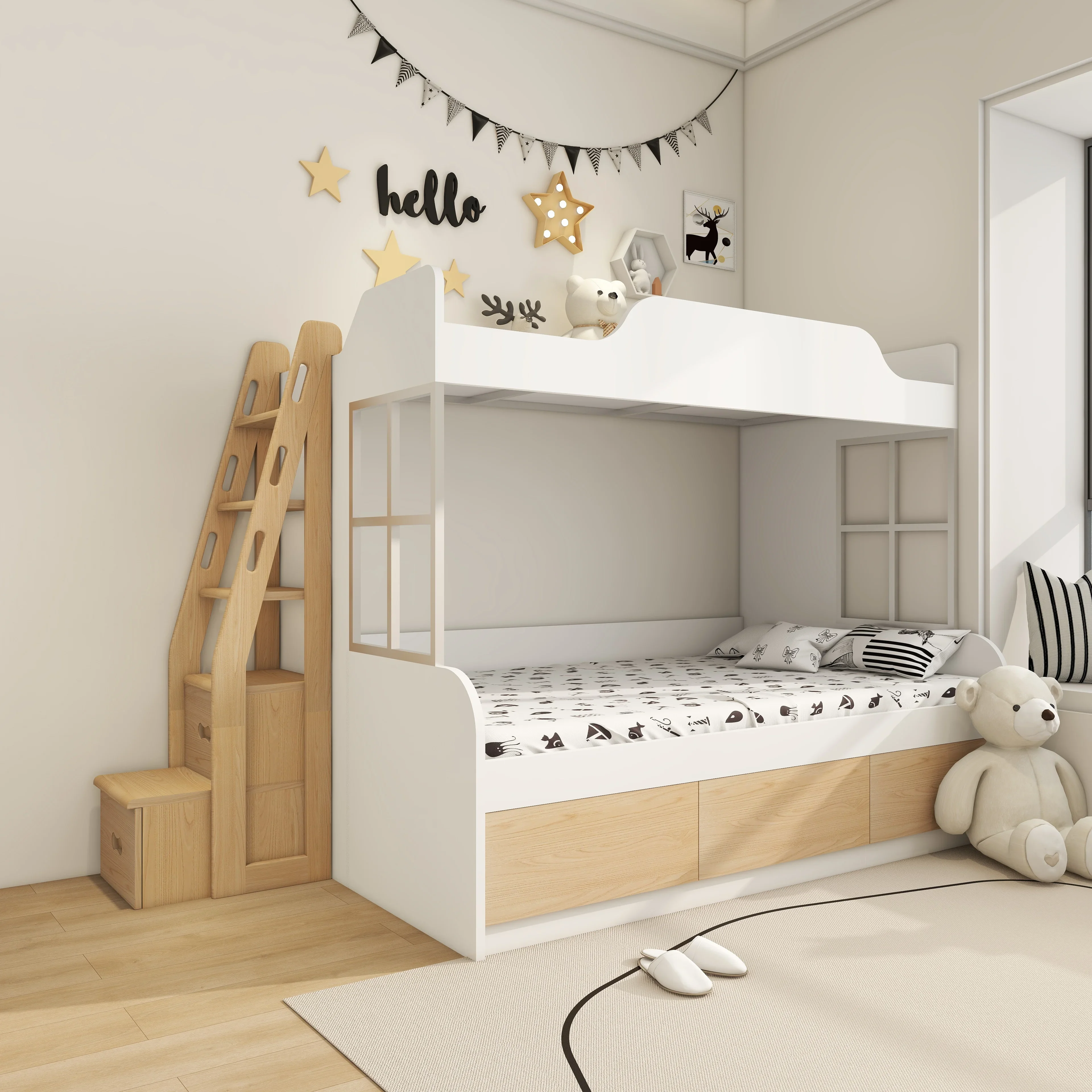 Solid wood step cabinet sold separately Upper and lower bed ladder cabinet Mother and child bed stair cabinet Children's bed Mul
