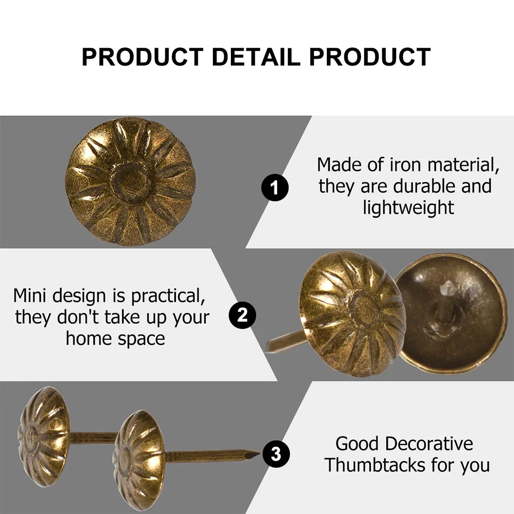 200 Pcs Bubble Decorative Push Pins Furniture Nail Tack Upholstery for Home Iron