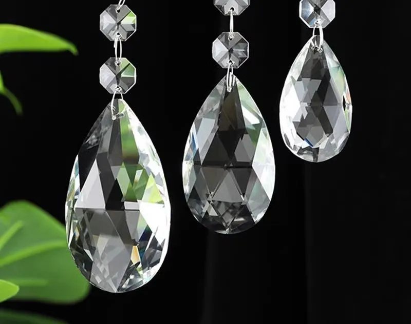 22mm 38mm 50mm 63mm 76mm Clear Glass Tear Drop Crystal Chandelier Parts K9 Glass Suncatcher Prism Hanging Trimming Pendants