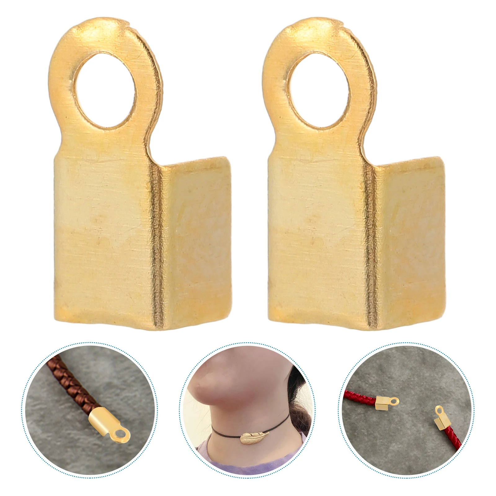 

500 Pcs Glossy Square Crimps Clamps for DIY Ropes Bracelets Necklaces Ribbon Ends Fold Connectors Cord Ends Accessories