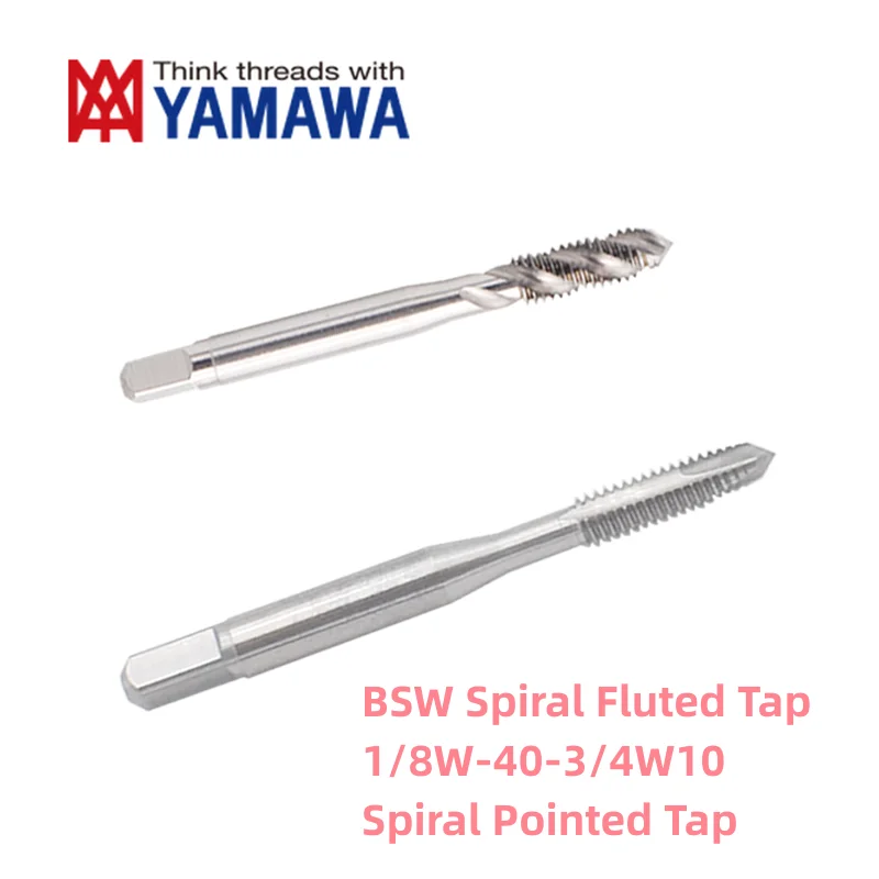 

1PCS YAMAWA HSSE BSW Spiral Fluted Tap Machine W1/8-40 5/32 3/16 1/4 1/2-12 5/8 3/4 Screw Thread Spiral Pointed Tap