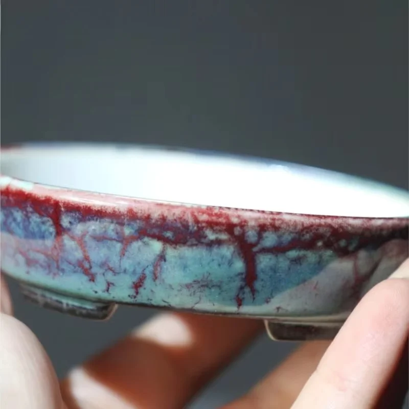 Maceta de arena púrpura, Mini portátil redonda,cerámica para bonsái, decorativa Color sólido esmalta