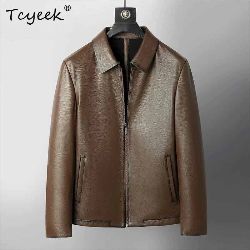 Tcyeek Real Leather Jacket for Men Clothing Natural Deerskin Mens Coats Business Casual Coat Brown Trendy Jaqueta De Couro 2026
