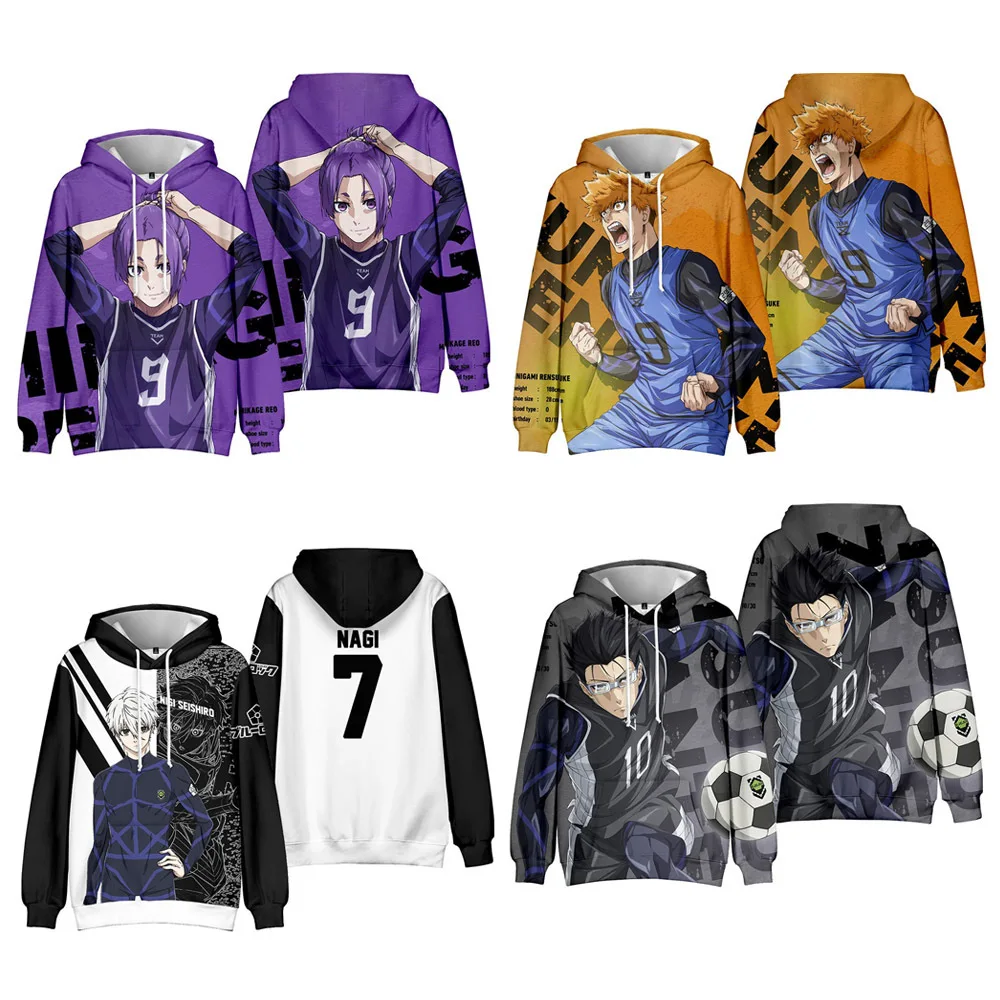 

Anime BLUE LOCK Hoodies Boys Girls Isagi Cosplay Costume Hoodie 3D Printed Anime Comic Sweatshirts Adult Hoodies Clothes