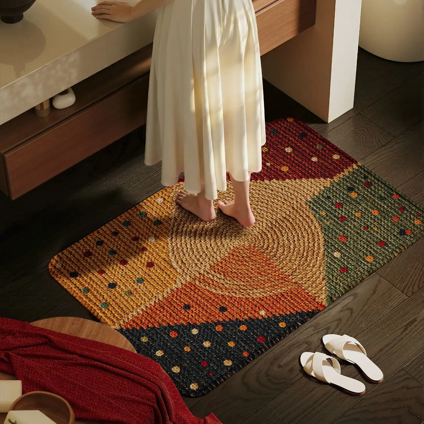 VIKAMA Antique Style High-Class Entrance Rug For Hallway, Hard-Wearing Bedroom, Living Room And Sofa Cushion For Home Decoration