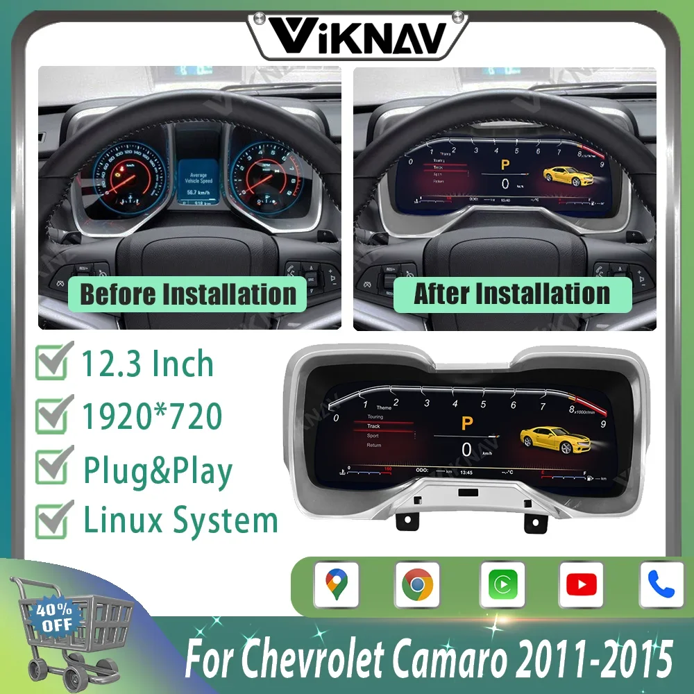 

Linux System Digital Cluster Virtual Cockpit For Chevrolet Camaro 2011-2015 Dashboard Speed Meter Screen 12.3inch