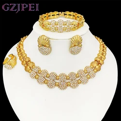 latest Italian Ladies Fine Jewelry Sets Gold Color Women Necklace Earrings African Big Jewelry Wedding Party Gift