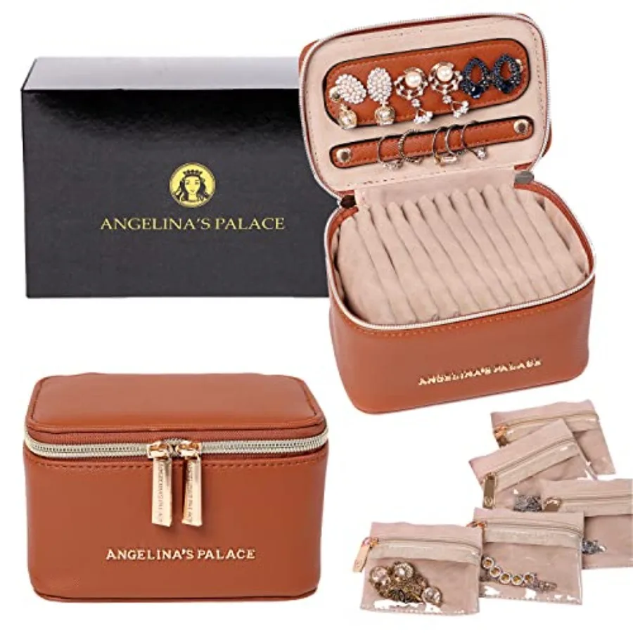 Jewelry Organizer Case Bridesmaid Gifts Travel Bag Vegan Leather Box for Necklace Earring Bracelet Ring