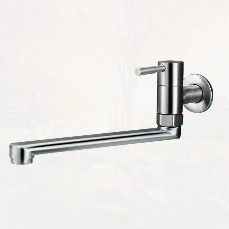 180 Degree Rotation Kitchen Faucet Sink Mop Pool Tap Stainless Steel Lengthened Wall Mounted Single Cold Water Faucets
