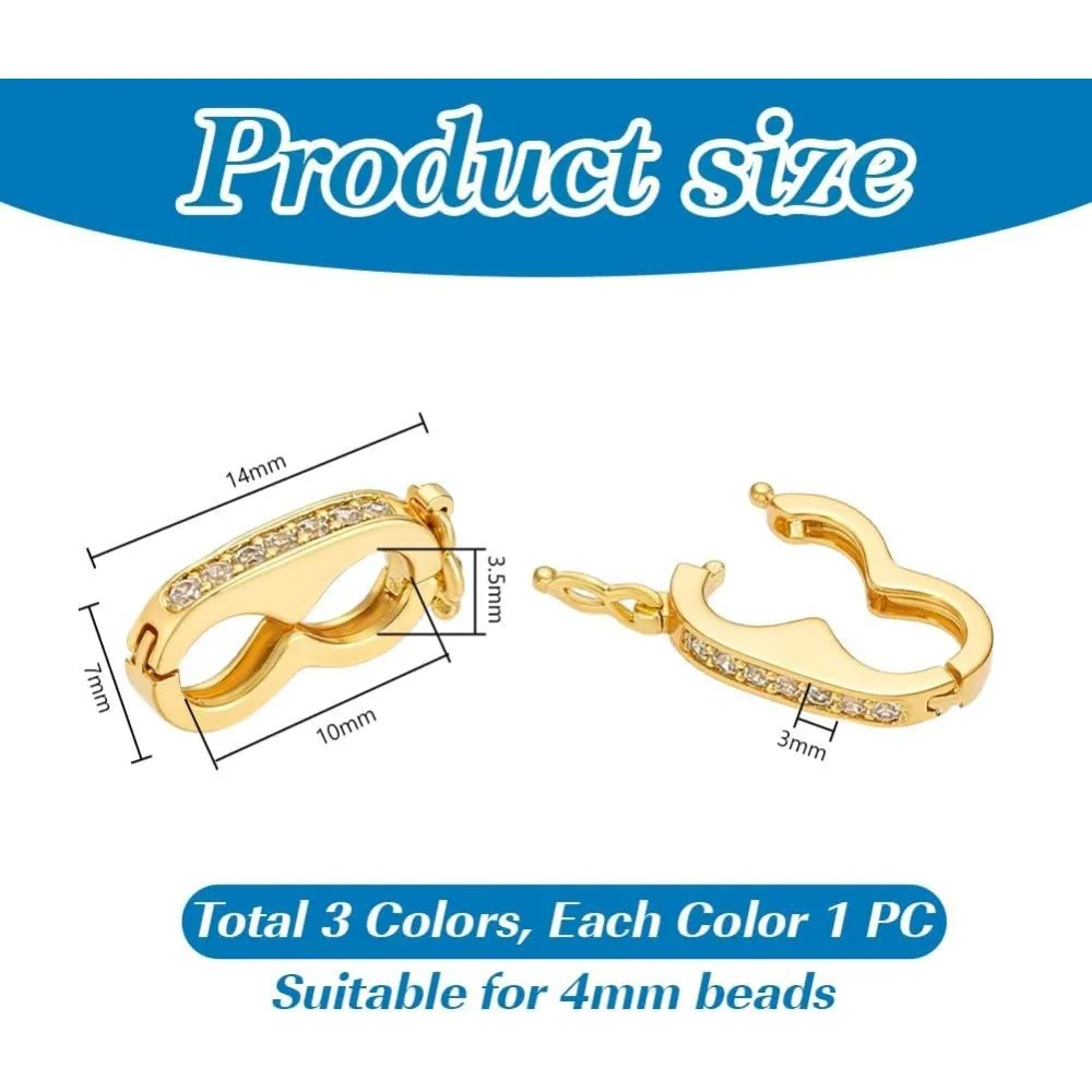3 Colors Necklace Shortener Clasp Brass Cubic Zirconia Oval Jewelry Shortener Connector Jewelry Clasps