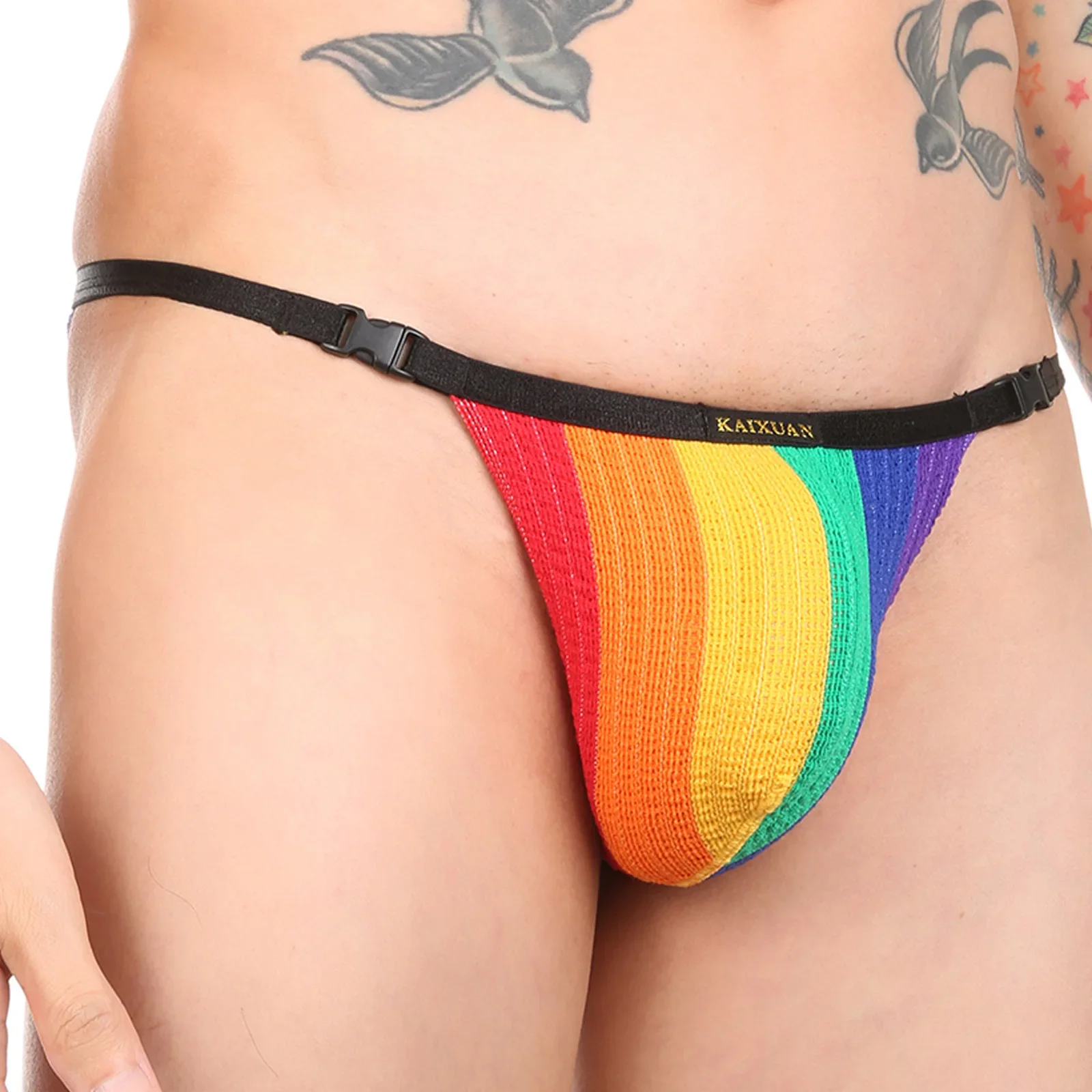 CLEVER-MENMODE Men's Panties Sexy Knitted Underwear Bikini Cotton Mini G String Penis Pouch Underpants Buckle Lingerie