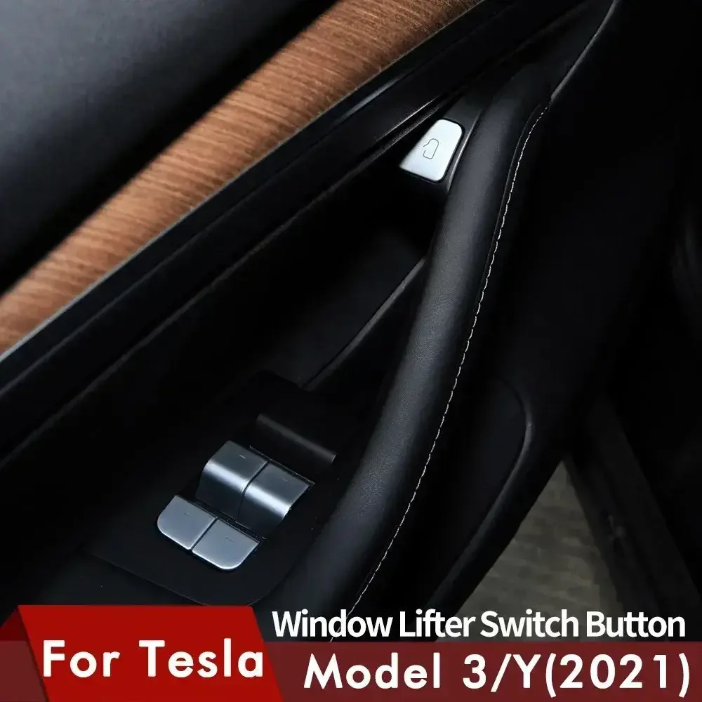 For Tesla Model 3 Model Y 2023 Car Window Lift Switch Button Sticker Door Button Sticker Interior Car Accessories