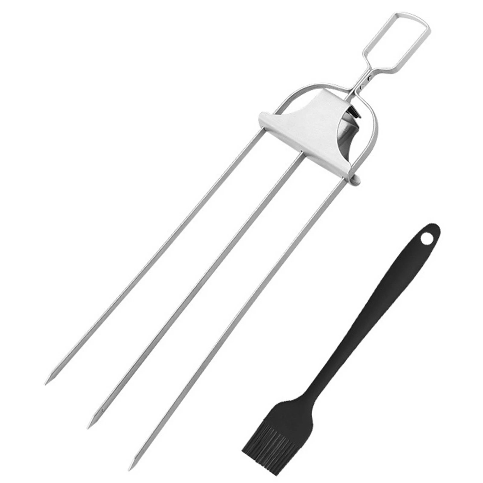 Stainless Steel Grill Skewers With Push Rod For Easy Barbecue Handling Used For Grilling Meat Shrimp